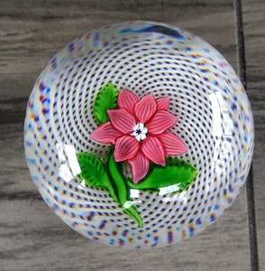 Antiker Briefbeschwerer Saint Louis France Latticino Swirl rot Double Clematis - Bild 1 von 12