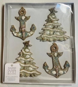 Sigrid Olsen Natale Spiaggia Costiera ORNAMENTI ANCORE ALBERI PERLINE CONCHIGLIE NUOVO CON SCATOLA - Foto 1 di 5