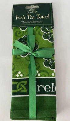 Irish Yea Towel "Dancing Shamrocks" Islandcraft New - Image 1 of 4