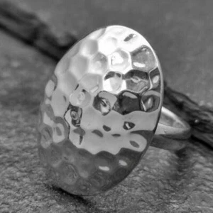 Anillo de plata esterlina 925 martillado grueso texturizado anillo de plata grande i446 - Imagen 1 de 3