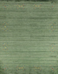 Oriental Gabbeh Indian Rug Green Handmade Silk 8x10 ft - Picture 1 of 18