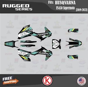 Graphics Kit for Husqvarna FS450 Supermoto 2019-2022 Rugged-Teal - Foto 1 di 6