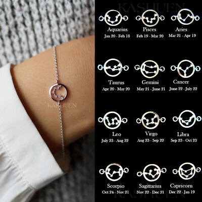 Constellation Bracciale Zircone Cubico Cristallo Celestiale Zodiac Catena - Immagine 1 di 3