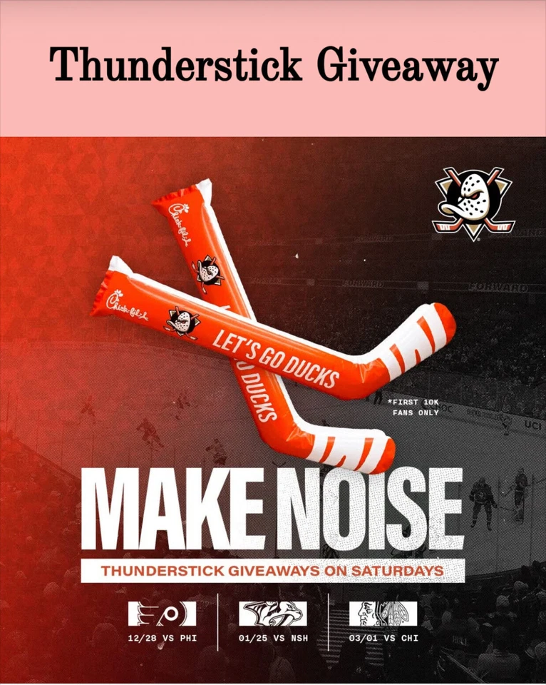 Anaheim Ducks Thunder Sticks Let's Go Ducks 2025 Foto 1 de 1