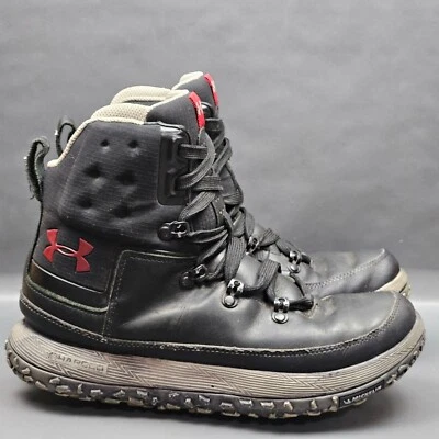 Under Armour Fat Tire Govie Hiking Boots Mens 8 Black Leather Backpacking - Image 1 of 4