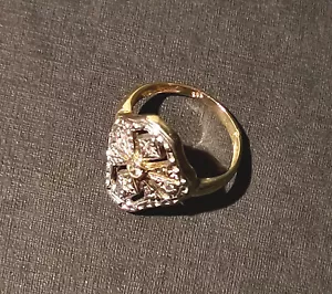585er Gelbgoldring mit 585 Weißgold art deco RG56 - Bild 1 von 5