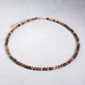 Red Creek Jasper Choker Delicate Stone Beads Necklace Crystal Dainty Choker - Picture 1 of 4