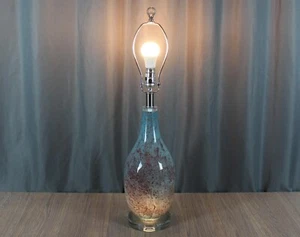 Blue speckled red art glass table lamp, Medallion Lighting Bitonto, lighted base - Picture 1 of 14