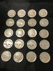 Vintage Us Coin Lot Of 21 Buffalo Nickels 1910s-1930s Dateless Free Shipping