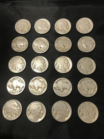 VINTAGE US  Coin Lot Of 21 Buffalo Nickels 1910s-1930s  Dateless FREE SHIPPING Cover