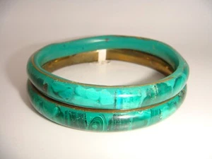 2er SET MALACHIT ARMREIF ARMBÄNDER NACHLASS - Bild 1 von 13