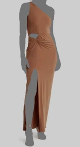 $375 Alice + Olivia Women Brown Ashby Twist Hip Cutout Dress Size 6 - Picture 1 of 3
