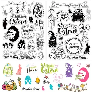 Silikon Stempel Ostern 2Blatt Transparente Frohe Ostern Clear Stempel Osterh... - Bild 1 von 9