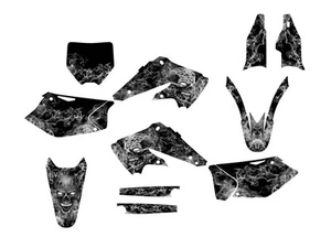2004 2005 KX 250F GRAPHICS KIT KAWASAKI KXF250 DECALS #9500 BLACK ZOMBIE SKULL - Picture 1 of 1