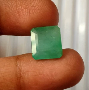 6.40 Carat Zambian Emerald Square Octagon Natural Faceted Gemstone 12.2X11.3 MM - Picture 1 of 4