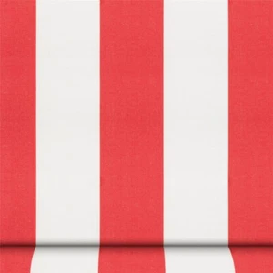 SUNBRELLA CANVAS FABRIC RED AND WHITE STRIPES FOR AWNINGS, SEATING AND MARINE - Picture 1 of 2