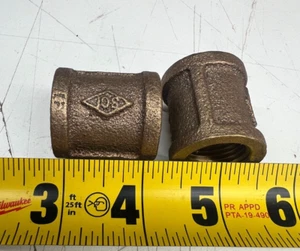 Lot of 2) 1/2" Coupling Red Brass Class 125# Female NPT Threaded LF Pipe Fitting - Picture 1 of 2