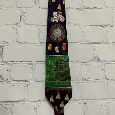 Gravata tema roleta vintage Las Vegas 100% poliéster Steven Harris - Imagem 1 de 4