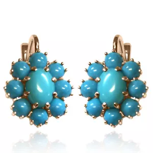 14k Rose Gold Turquoise malinka Handmade Earrings $899 #E1455 - Picture 1 of 3