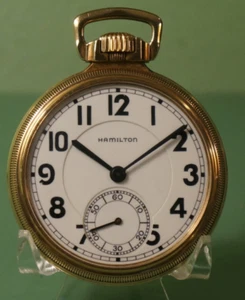 16s Hamilton 23j 950E Elinvar railroad pocket watch in TRUE Mainliner YGF case - Picture 1 of 10