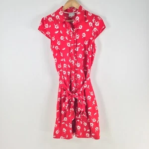 Hi there karen walker womens shirt dress size 10 red floral short sleeve 099853 - Picture 1 of 10