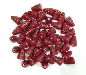 10 Glass Beads handmade Wine Red 20mm x 15mm Cone Shape #BD-004 - Picture 1 of 6