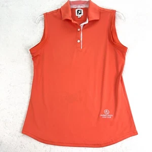 Camisa polo FOOTJOY FJ para mujer logotipo Awbrey Glen club de golf talla M naranja sin mangas - Imagen 1 de 11