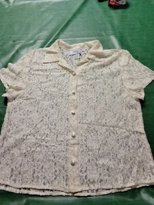 Vintage Jody California M lace blouse, short sleeve - Picture 1 of 5