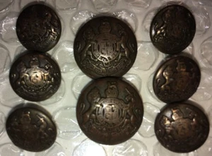 British Monarch Coat Of Arms Blazer Button Set 8 For 2 Button Coat Bronze Tone - Picture 1 of 3