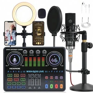 Podcast Equipment Bundle,All-In-One Mixer,3.5mm Mic,for Streaming/Recording - Picture 1 of 46