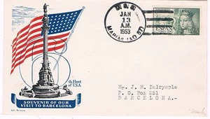 España. Sobre circulado con sello de Isabel y Matasello de USA - Imagen 1 de 1