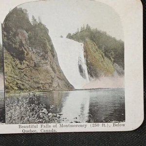 Vintage Stereoview Beautiful Falls Of Montmorency Below Quebec Canada Tinted - Picture 1 of 3