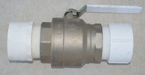 Watts 3" Brass Ball Valve 400 WOG Model LF FBV-4 & 2 Scd. 40 PVC Male Adapters - Picture 1 of 4