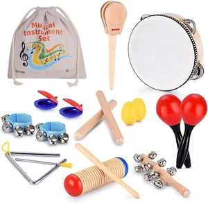 Delightful 6 PCS Wooden Musical Instruments for Toddlers - Safe & Engaging - Picture 1 of 7