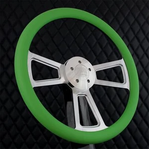 Volante Billet Aluminio 18" Plataforma Grande Vinilo Verde 5 Agujeros Semirremolque - Imagen 1 de 6