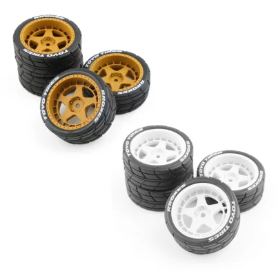 RC 4X 1/10 Scale Drift Tires Wheels 12mm Hex For Tamiya KYOSHO TT02 XV01 RC Car - Image 1 of 4