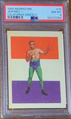 1956 Topps Adventure Boxing #79 Jim Jeffries California Grizzley PSA 8 - Image 1 of 2