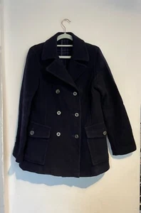 Burberry London Blue Label Japan Navy Pea Coat Size 38 Women’s peacoat designer - Picture 1 of 19