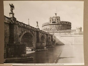 ALINARI HADRIAN'S BRIDGE AND CASTLE SANT' ANGELO ROME SILVER GELATIN 1910S 