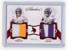 2019 Panini Flawless Stefon Diggs/Adam Thielen Ruby Dual Game Worn Patch 6/15