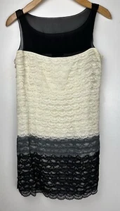 Behnaz Sarafpour Dress 3 Ombre Lace Sheer Yoke Black Gray Ivory Cocktail Party - Picture 1 of 5