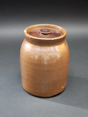 Antique 19th Century Cowden & Wilcox Stoneware Pottery Jar With Lid 6.5" Tall - Image 1 of 4