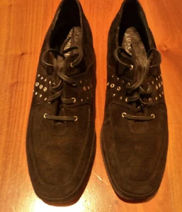 Amalfi by Rangoni schwarze Wildleder-Loafer mit Keilabsatz Italien Größe 10, kaum getragen - Bild 1 von 5