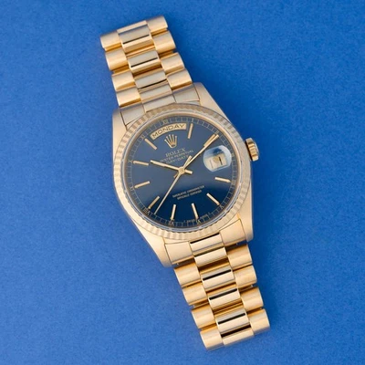Rolex Day-Date 36 18238, Yellow Gold, Blue Dial, President Bracelet - Image 1 of 4