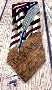 Corporate Casual Van Heusen Americana Tie The Constitution We The People - Picture 1 of 9