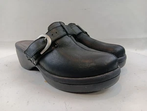 Crocs Cobbler 15513 Women Sz 11 Black Leather Mule Clogs Wedge Slip On Buckle  - Picture 1 of 23