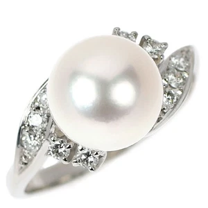 Anillo de diamantes con perlas Akoya Mikimoto Pt950 diámetro aprox. 8,2 mm - ... - Imagen 1 de 3