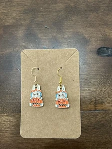 Hypoallergenic Dangle Earrings Blue Halloween Energy Monster Trendy Icon - Picture 1 of 3