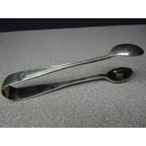 Pinzas de azúcar antiguas de plata grabadas Inglaterra - Imagen 1 de 5