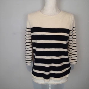 J. Suéter Crew Italiano Cachemira S Azul Blanco Rayas Náutico Preppy Costero - Imagen 1 de 12